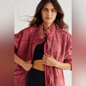 Free People Dolman Quilted Jacket xsmall in cherry juice